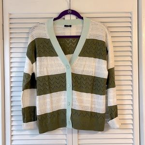 Cream/green cardigan.  Talbots M.